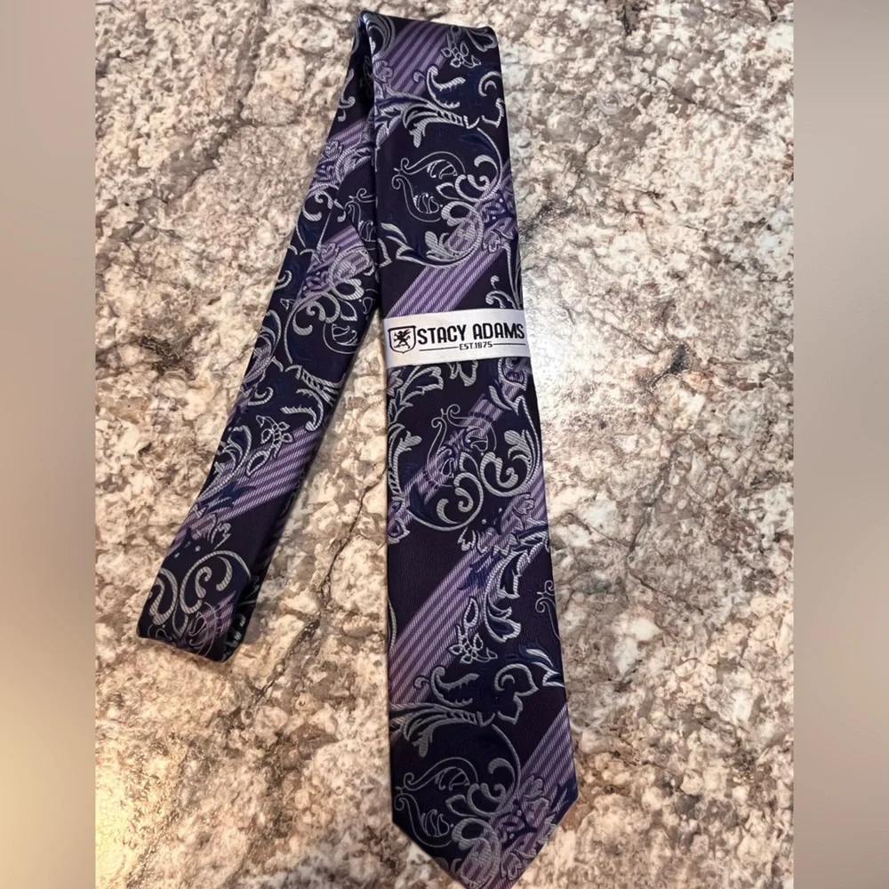 Stacy Adams tie men’s purple Paisley print patterned NWT work office formal